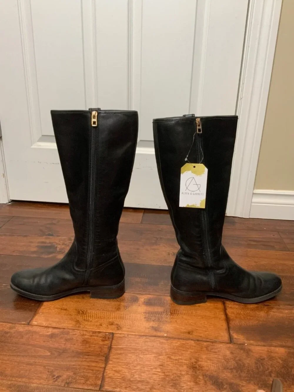 Coach Black Leather Easton Knee High Riding Boots, Size 7.5